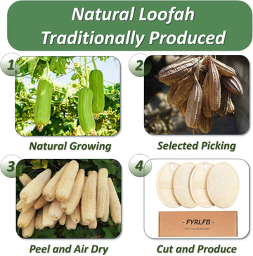 Natural Loofah Exfoliating Body Scrubber for Men and Women, Loofah with Handle, Exfoliating Back Scrubber for Shower Set, Luffa Sponge to Clean & Relax Your Body Deeply (4 Pack)